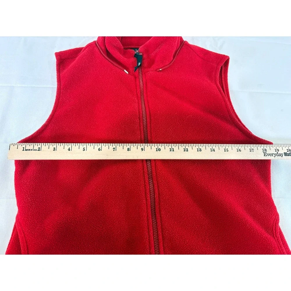Express Women's Medium Red Fleece Full Zip Camping Travel Hiking Fall Vest